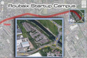Vue aérienne du projet startup campus pour roubaix